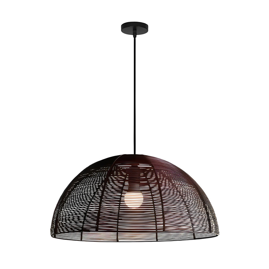 Semicircular Woven Metal Pendant Light - Rustic Modern Dining