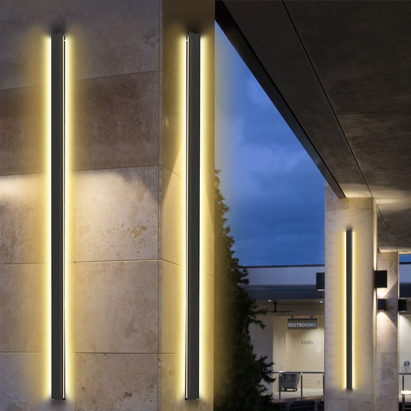 Linear Metal Outdoor Wall Light – Waterproof IP65 Black LED Sconce