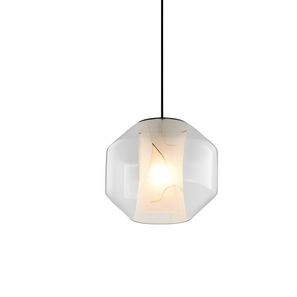 Double Glass Pendant Light Modern Marble Effect Chandelier