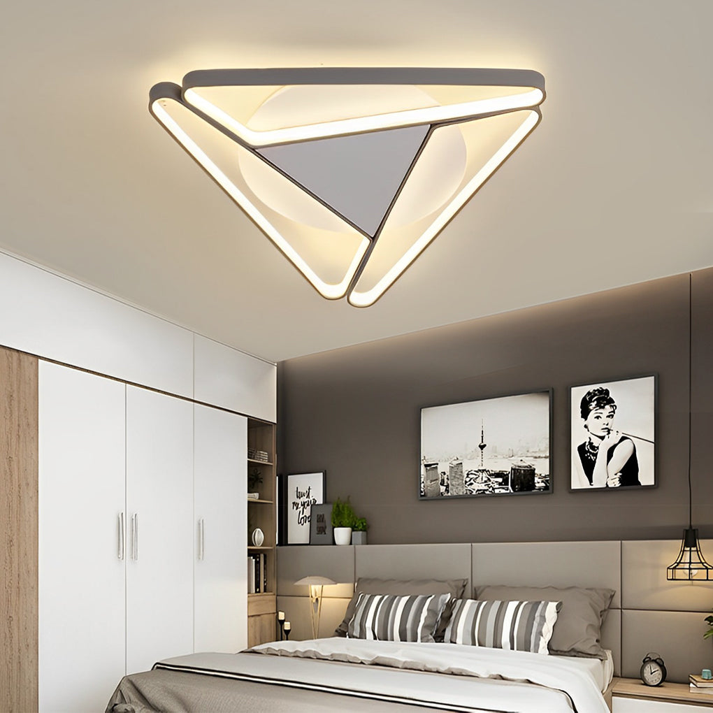 Geometric LED Flush Mount Ceiling Light Modern Metal & PVC