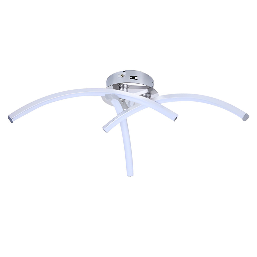 Geometric 3-Line LED Flush Mount Ceiling Light - Chrome Aluminum