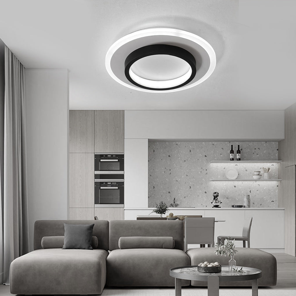 Dual Circle LED Flush Mount Ceiling Light Modern Metal Fixture