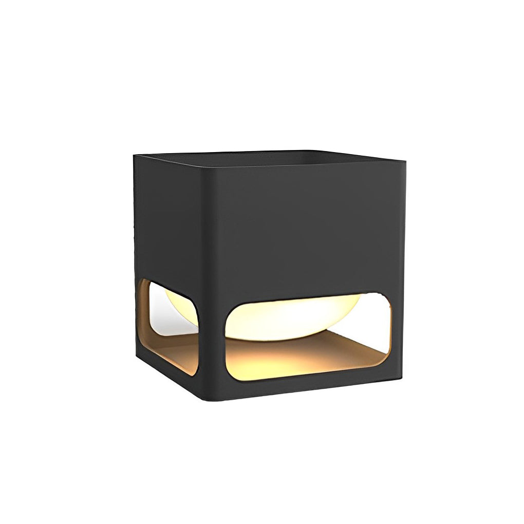 Square Waterproof Planter Post Light Modern Black Outdoor LED