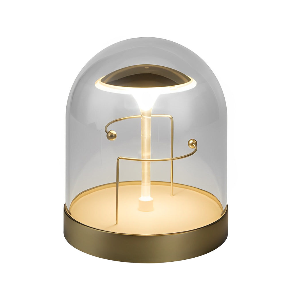 Glass Dome LED Table Lamp with USB Charging & Touch Dimming