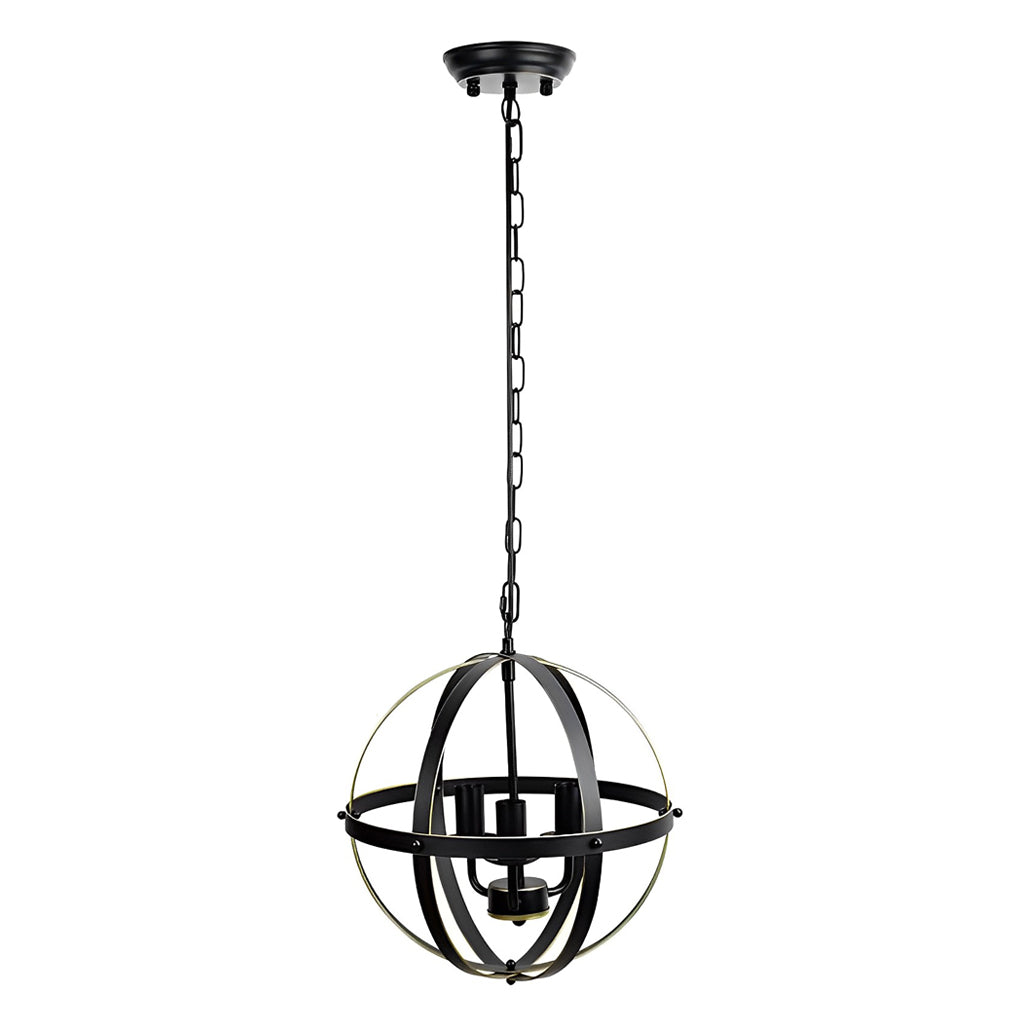 Industrial Iron Chandelier with Adjustable Rotating Rings