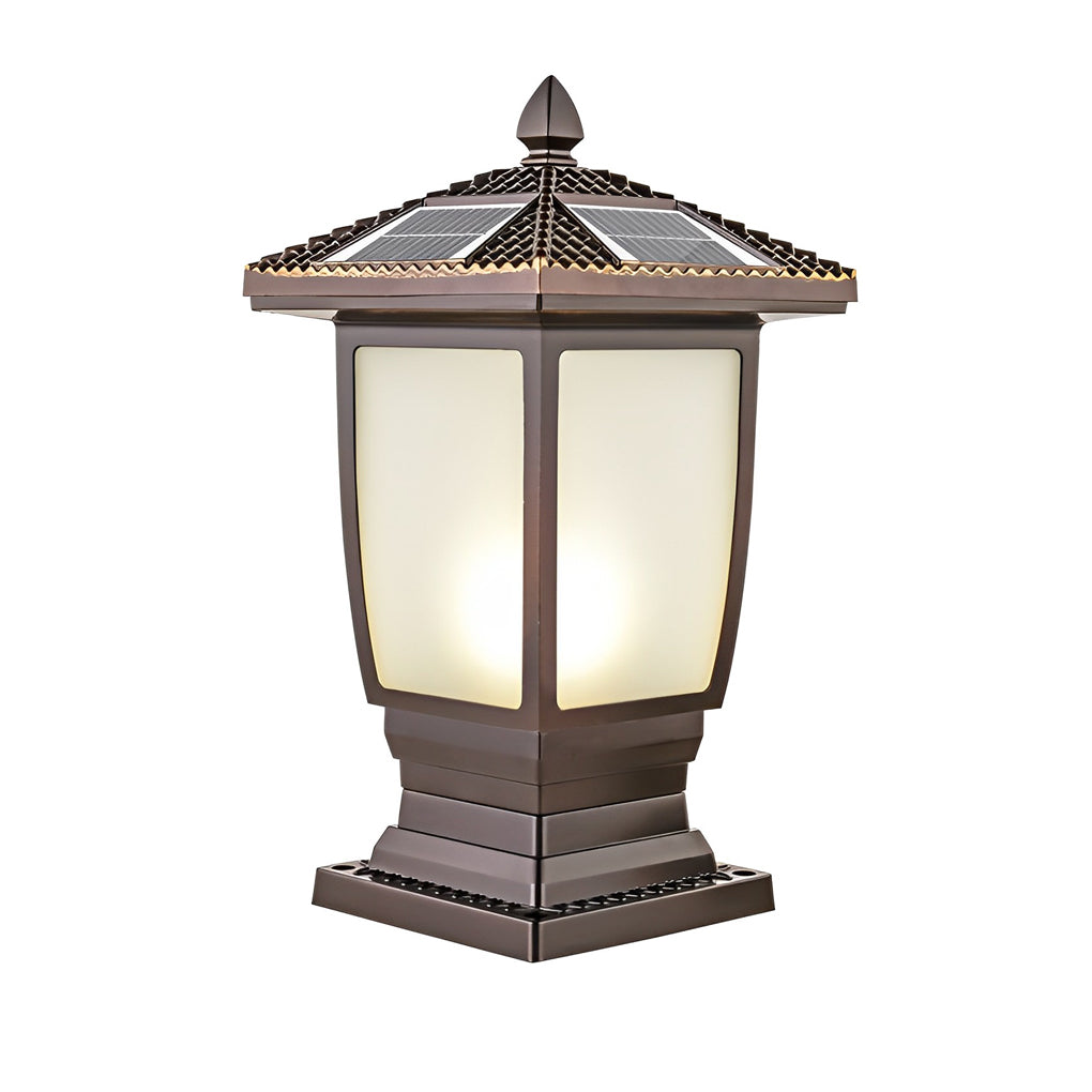 Modern Solar Fence Post Light - Glass & Aluminum Outdoor