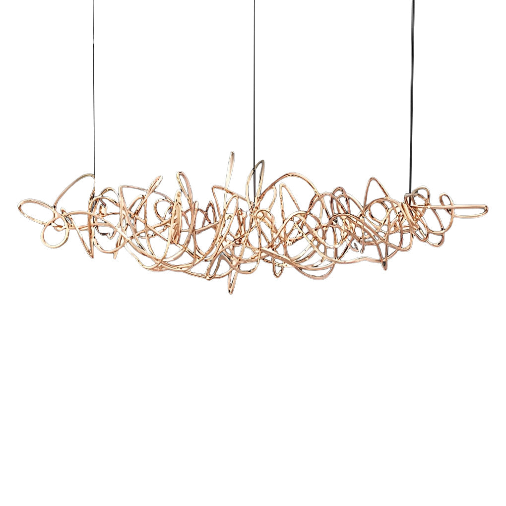 Sculptural Wave LED Chandelier – Electroplated Metal