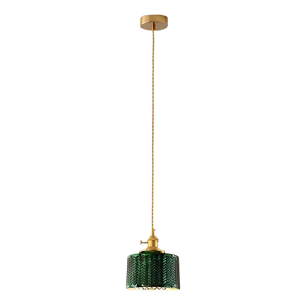 Green Glass Pendant Light with Copper Fittings – Nordic Retro