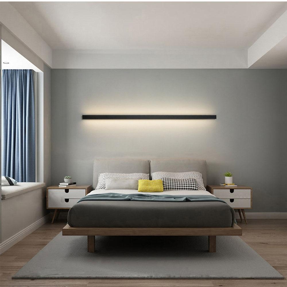 Linear LED Outdoor Wall Light Dimmable Black Aluminum Minimalist