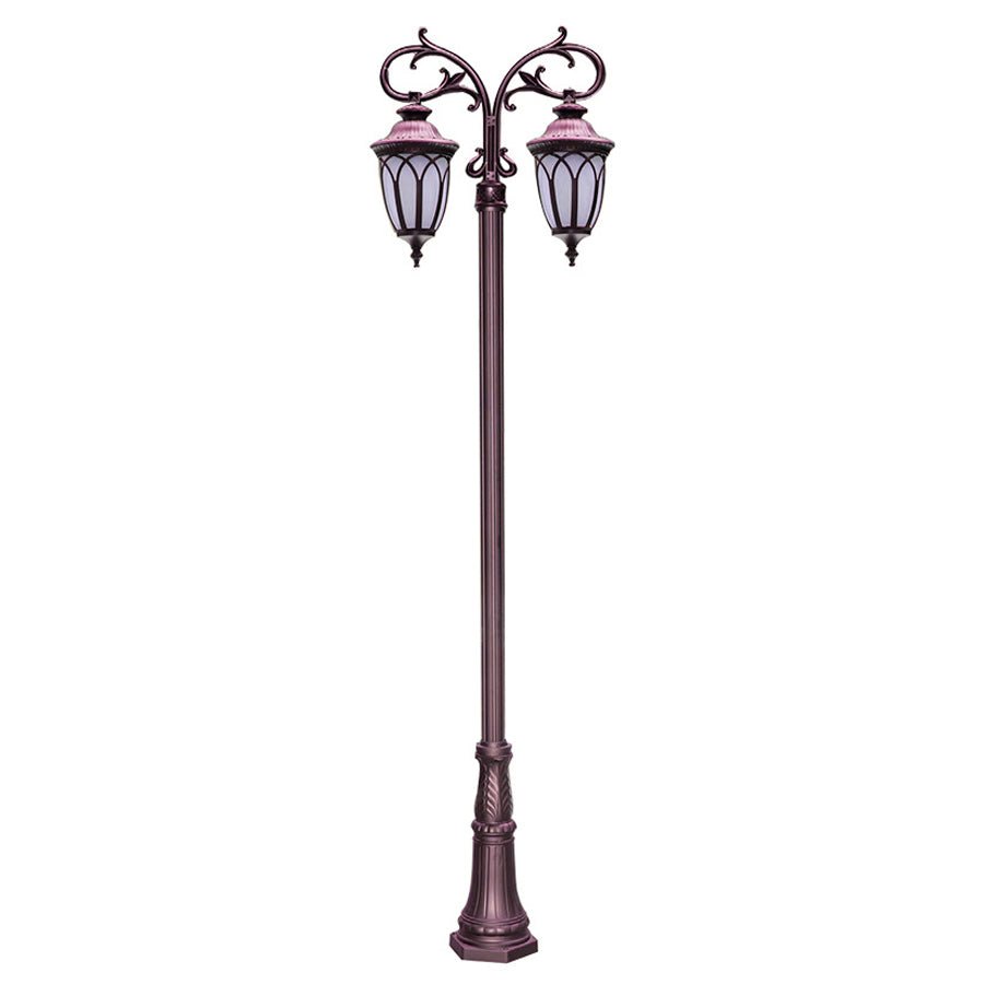 Dual-Head Outdoor LED Street Light | 118" Aluminum Post Lamp