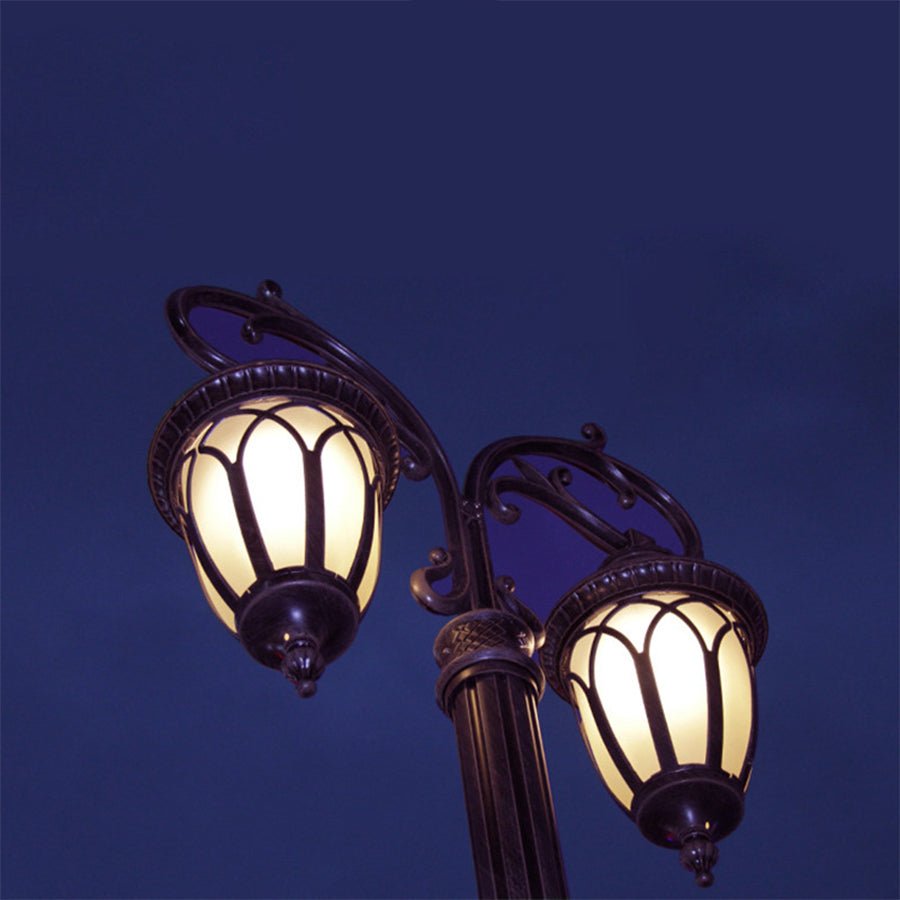 Dual-Head Outdoor LED Street Light | 118" Aluminum Post Lamp