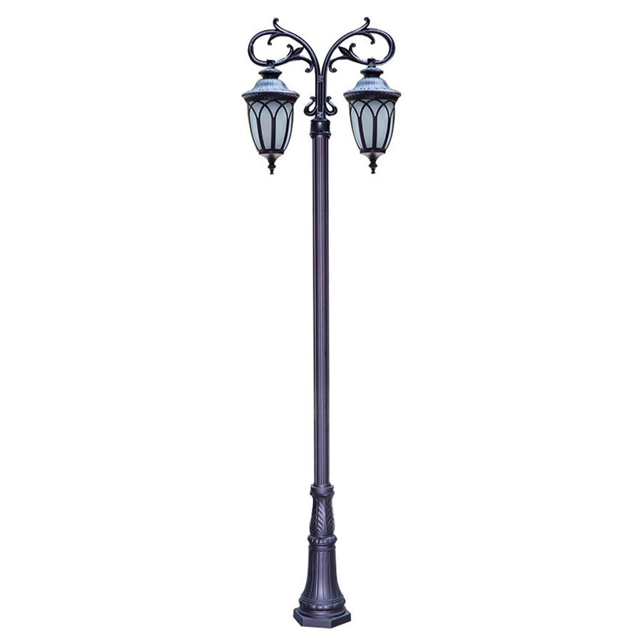Dual-Head Outdoor LED Street Light | 118" Aluminum Post Lamp