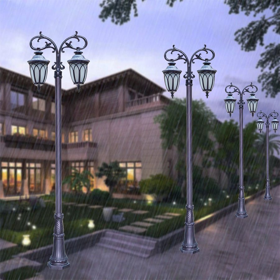 Dual-Head Outdoor LED Street Light | 118" Aluminum Post Lamp