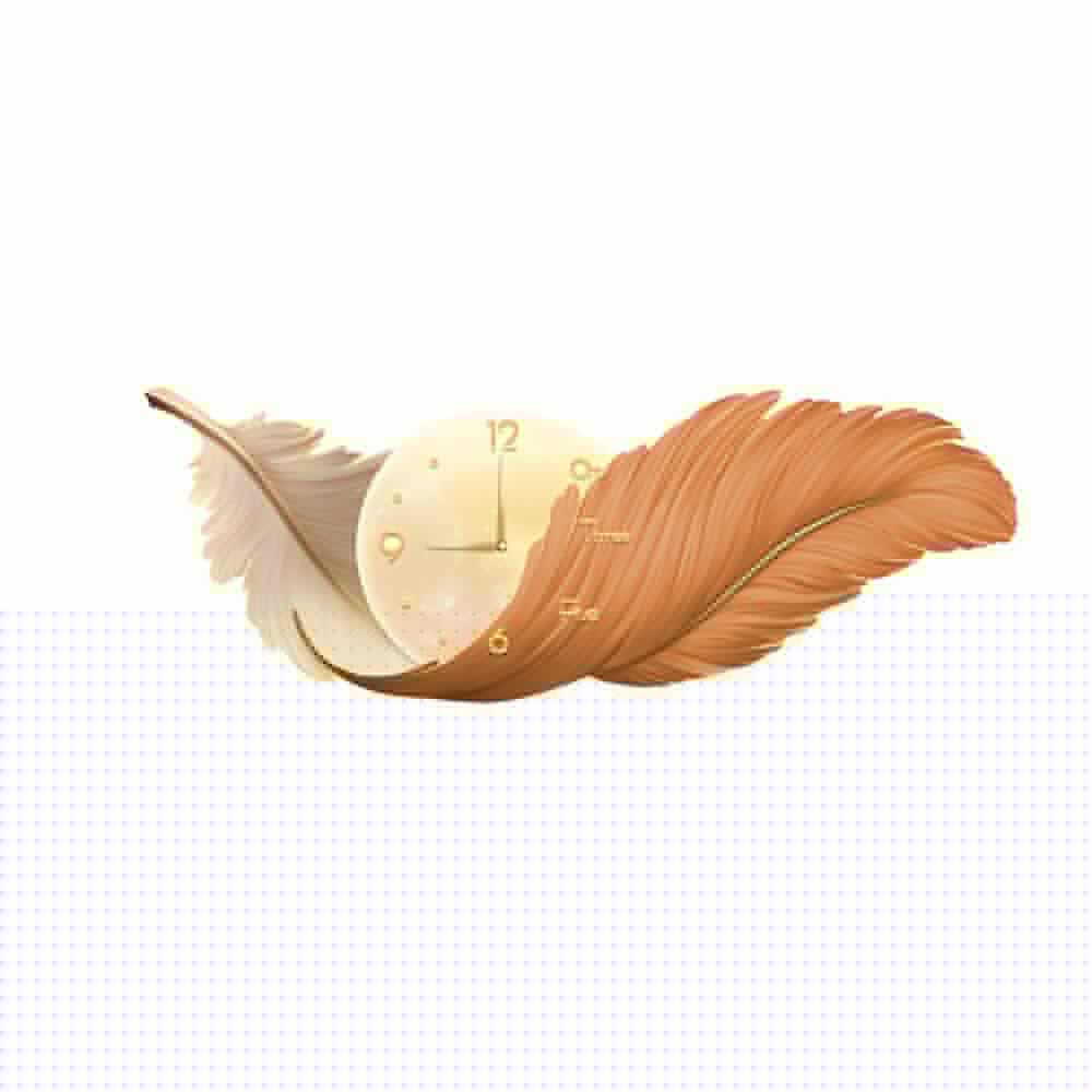 Modern Feather Art LED Wall Lamp with Built-In Clock