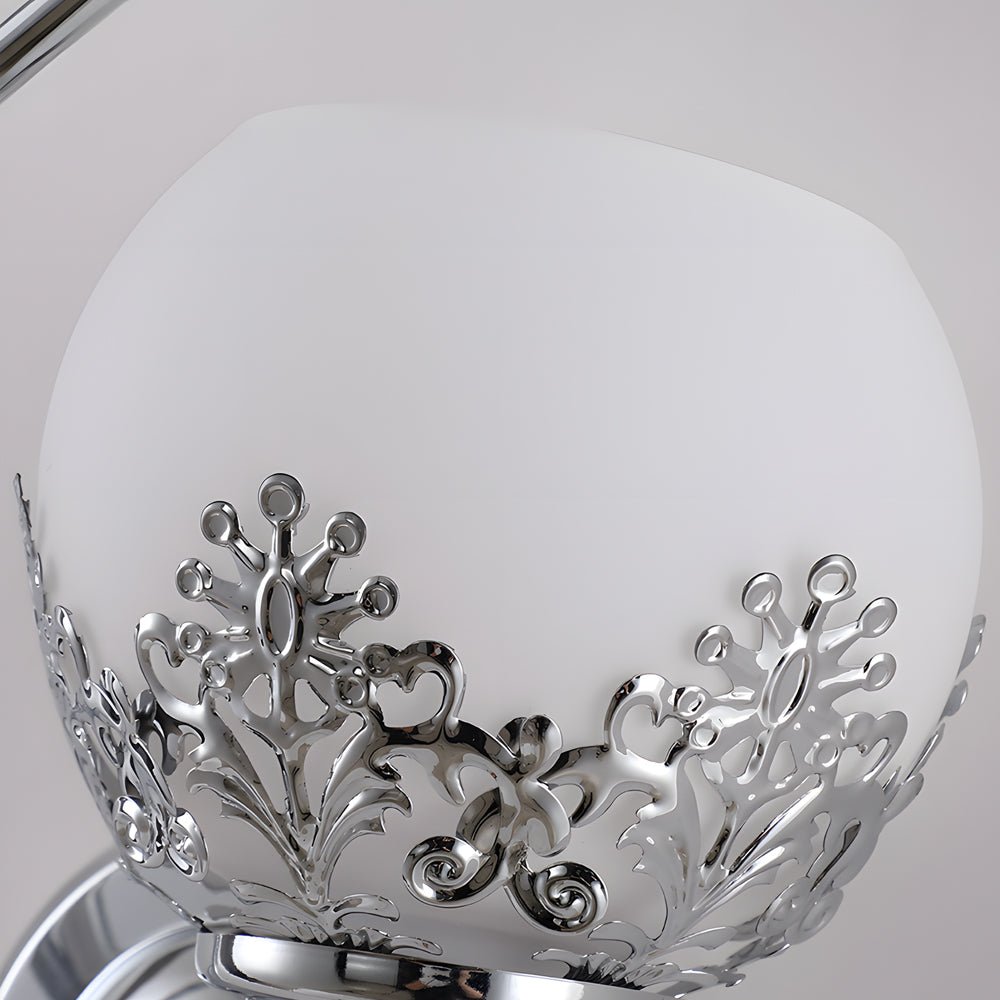 2-Light Glass Flower Wall Sconce - European Style Metal Frame