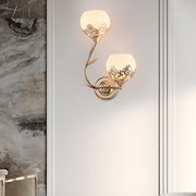2-Light Glass Flower Wall Sconce - European Style Metal Frame