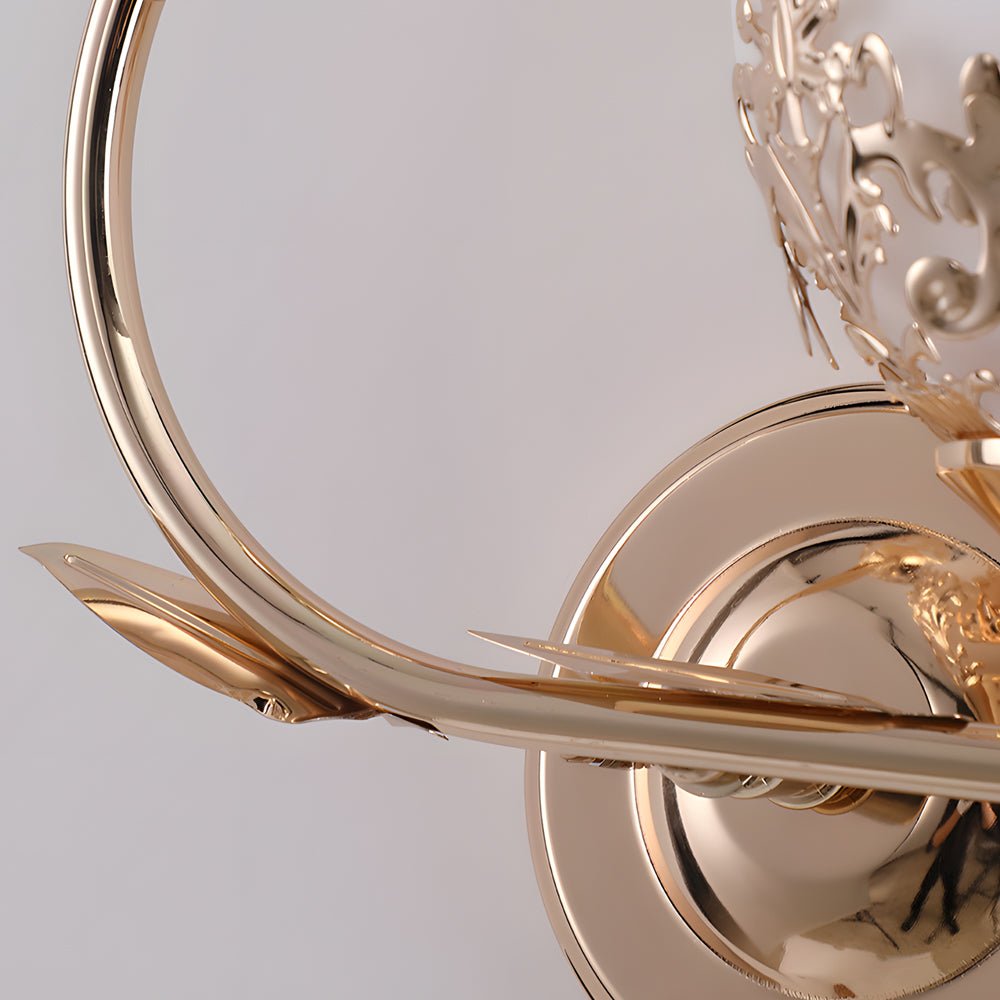 2-Light Glass Flower Wall Sconce - European Style Metal Frame