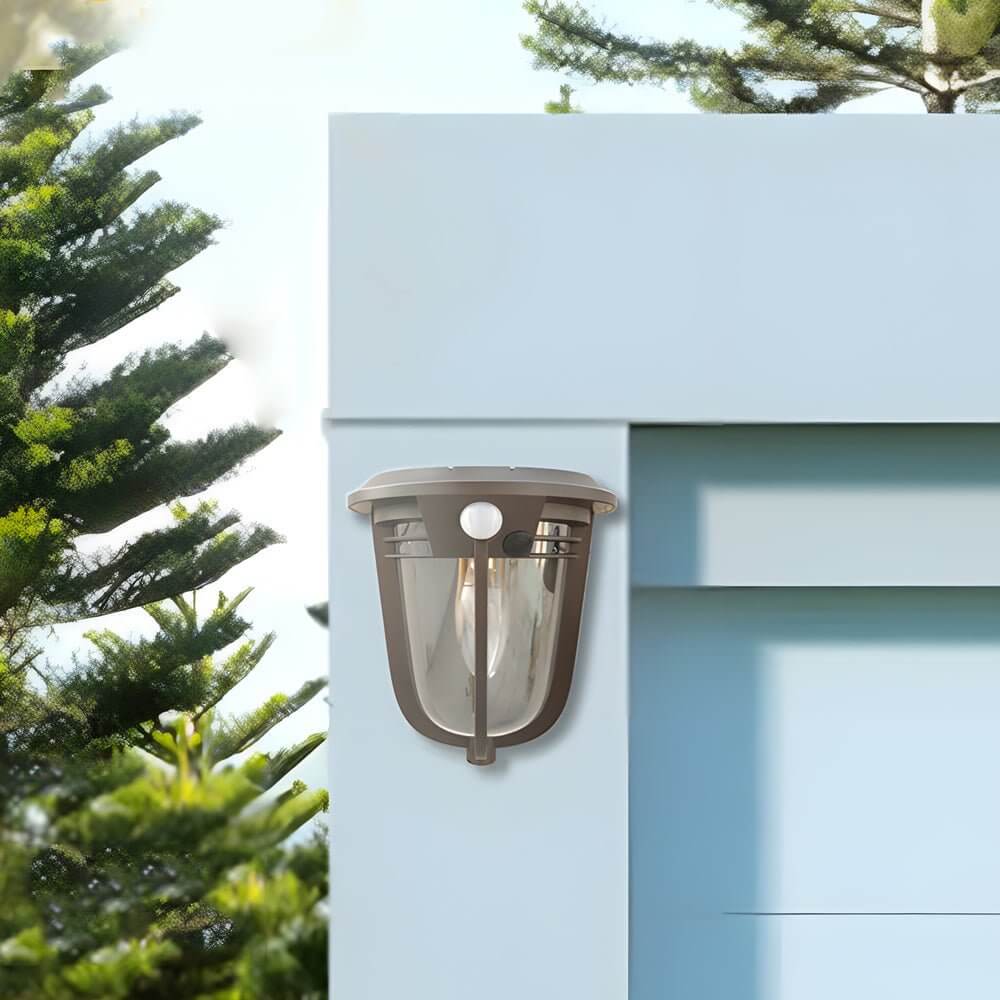 Solar Motion Sensor Outdoor Wall Light 2-Pack Black Modern