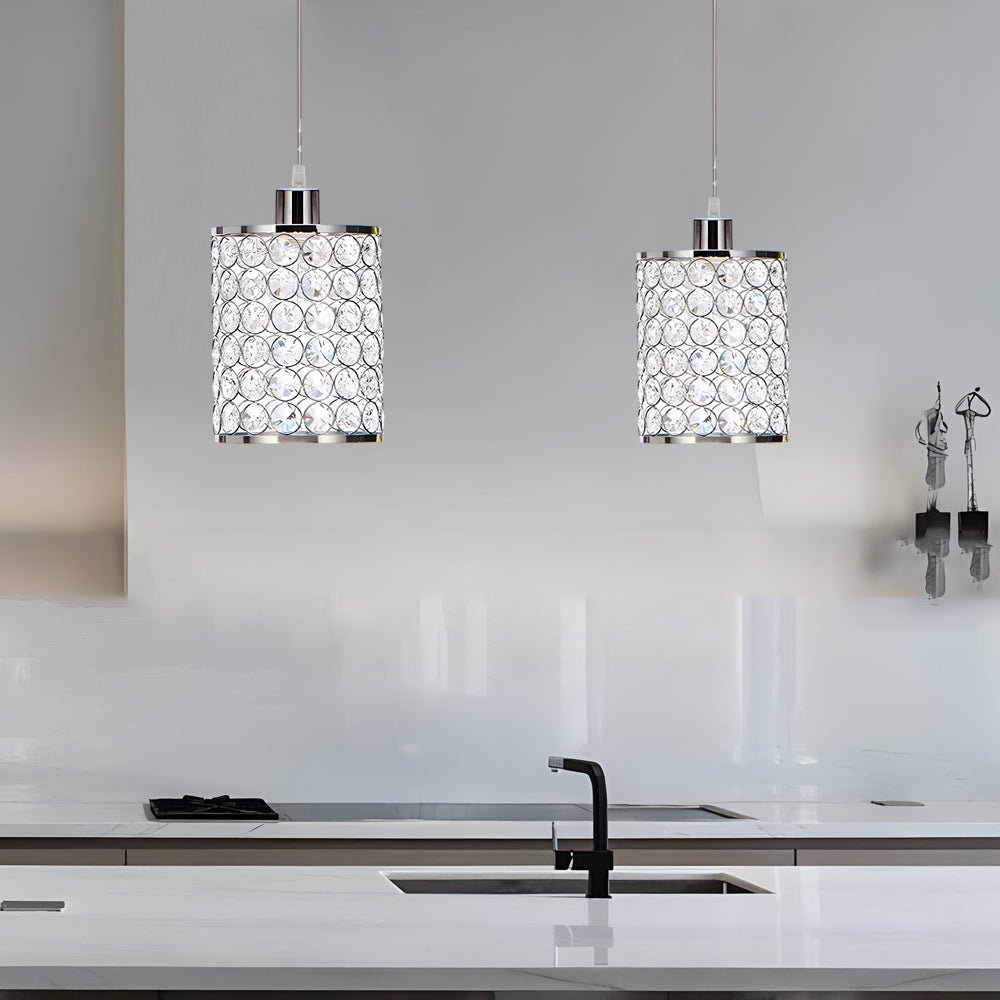 Crystal Cylinder Pendant Light Set Modern Minimalist Chandelier