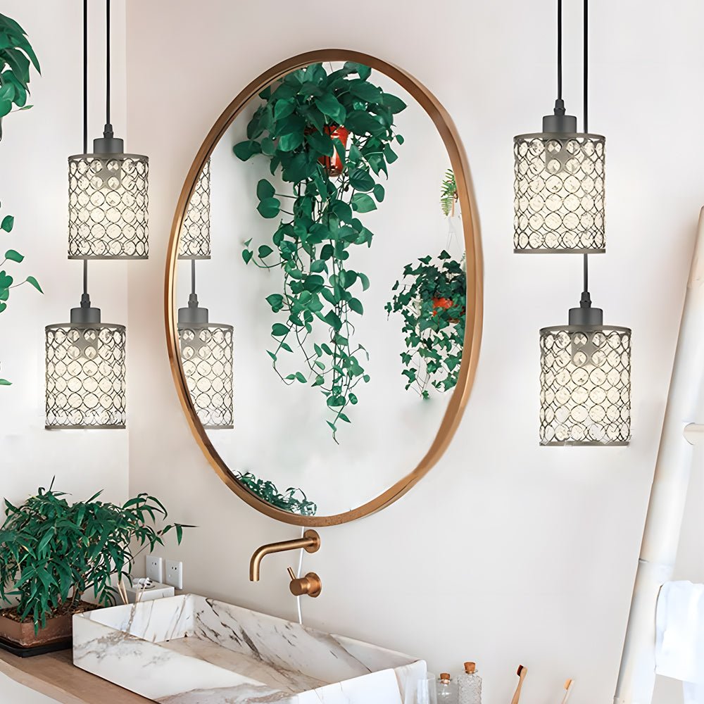 Crystal Cylinder Pendant Light Set Modern Minimalist Chandelier