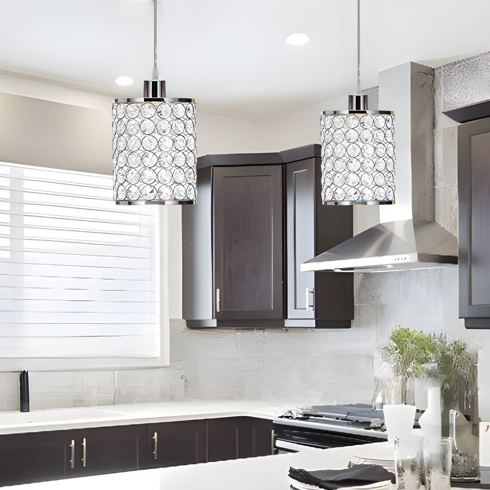 Crystal Cylinder Pendant Light Set Modern Minimalist Chandelier