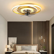 Dual Ring Ceiling Fan with LED Light & Remote - Flush Mount