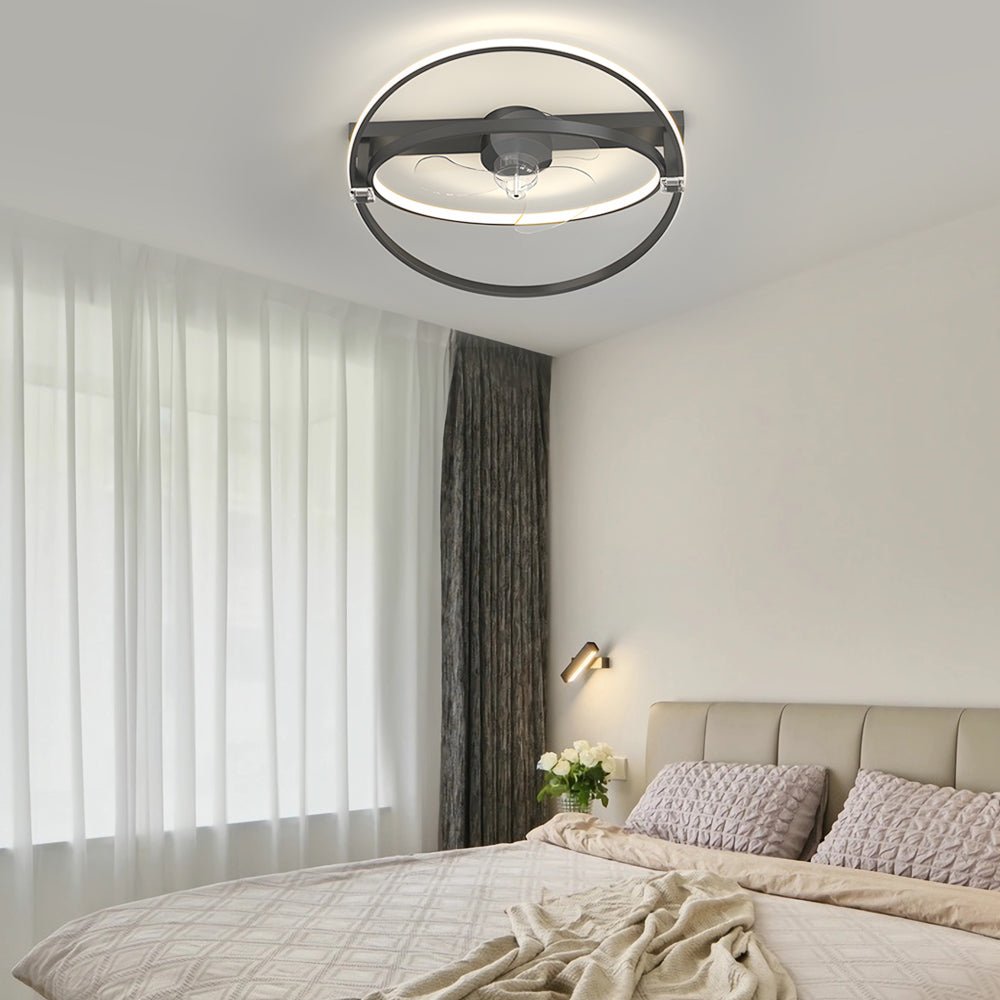 Modern Dual Ring LED Ceiling Fan Light with Silent Operation