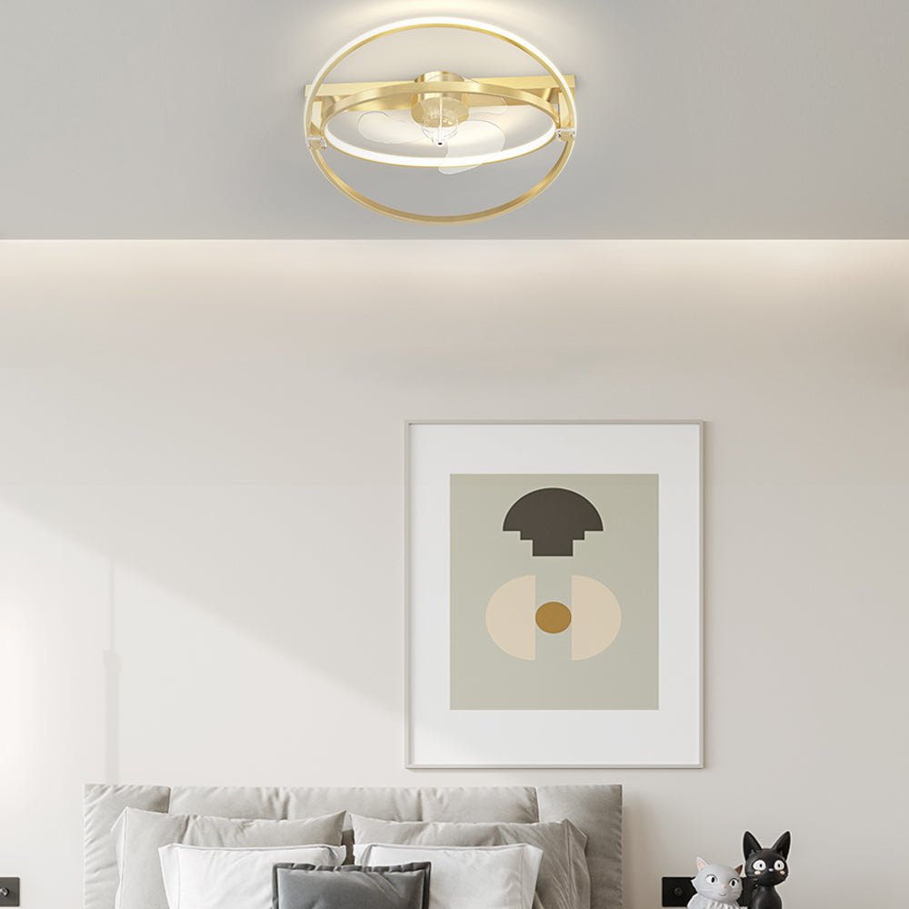Modern Dual Ring LED Ceiling Fan Light with Silent Operation