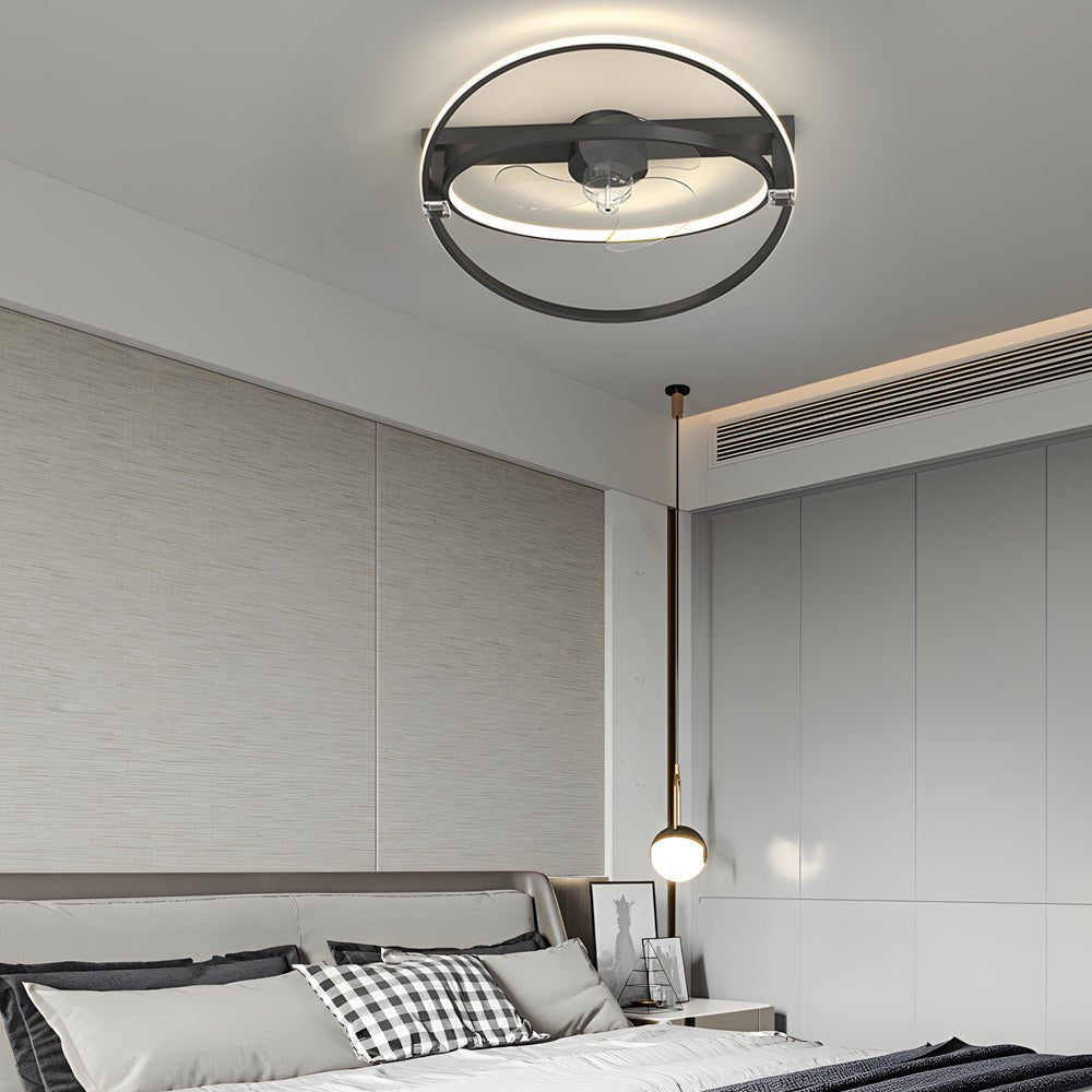 Modern Dual Ring LED Ceiling Fan Light with Silent Operation