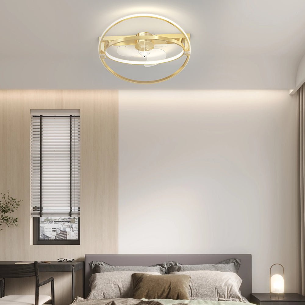 Modern Dual Ring LED Ceiling Fan Light with Silent Operation