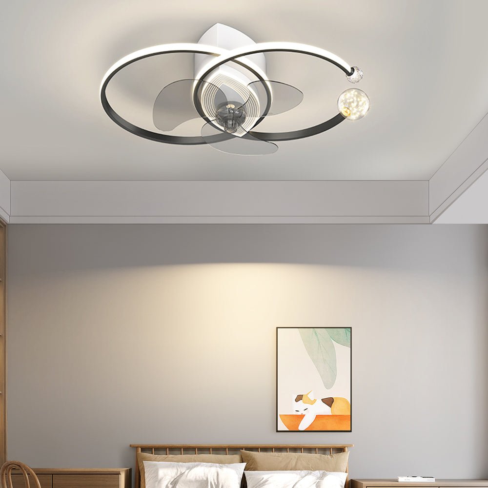 Modern Double Ring Ceiling Fan Light with Integrated LED