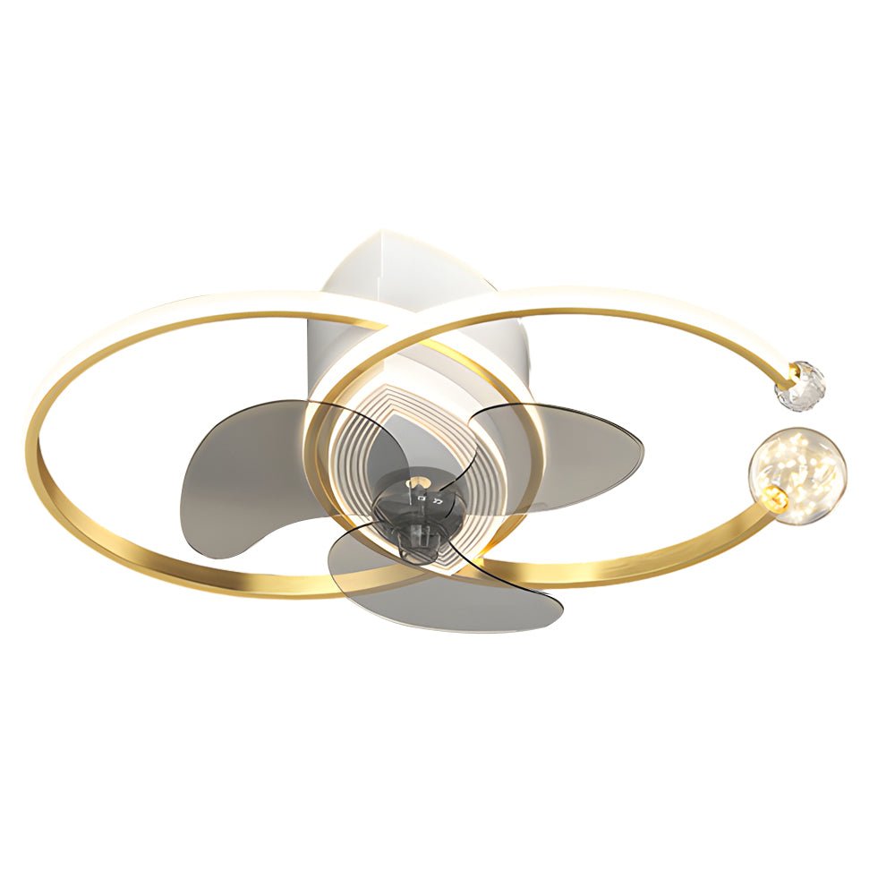 Modern Double Ring Ceiling Fan Light with Integrated LED