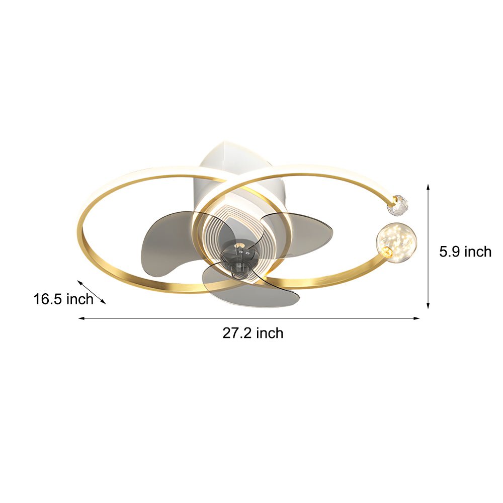 Modern Double Ring Ceiling Fan Light with Integrated LED