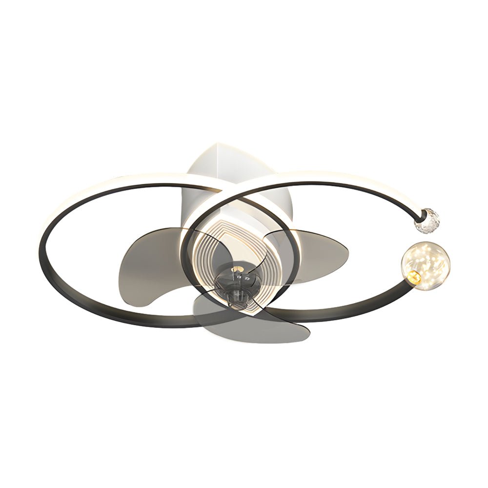 Modern Double Ring Ceiling Fan Light with Integrated LED
