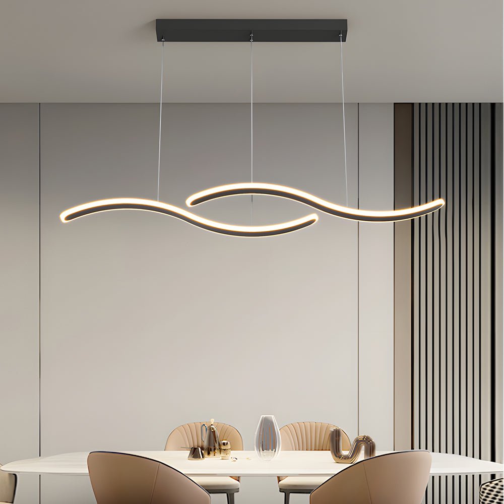Modern Wave Pendant Light LED Dining Room Island 3-Step Dimming