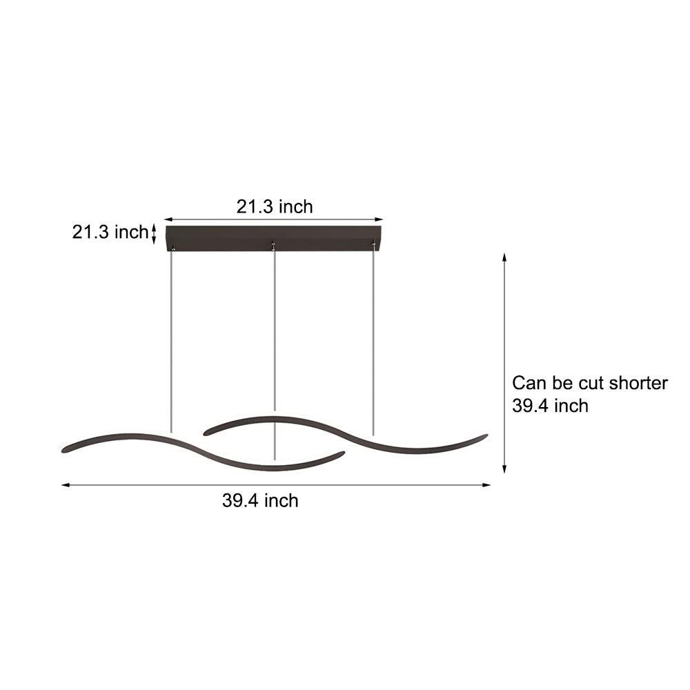 Modern Wave Pendant Light LED Dining Room Island 3-Step Dimming