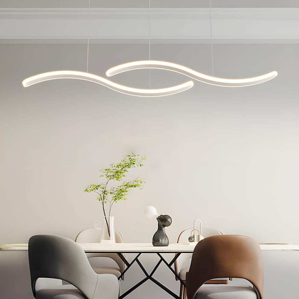 Modern Wave Pendant Light LED Dining Room Island 3-Step Dimming