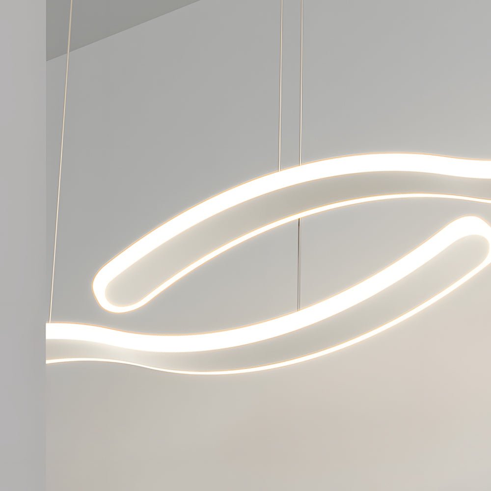 Modern Wave Pendant Light LED Dining Room Island 3-Step Dimming