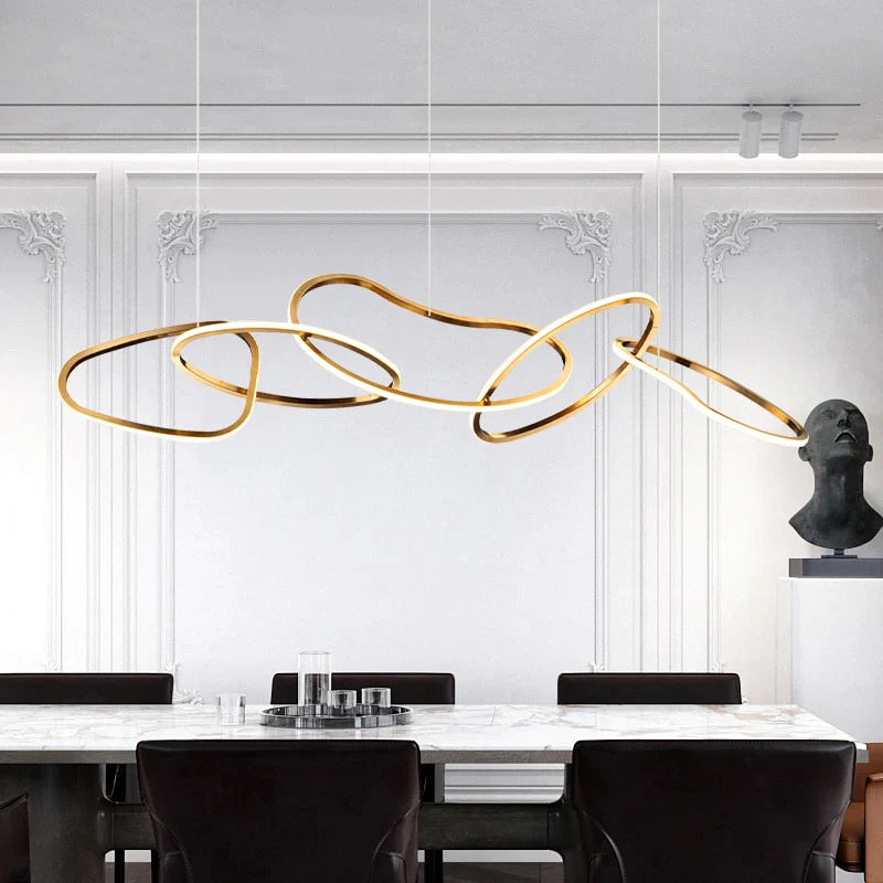 Irregular Chainlink LED Chandelier - Gold Stainless Steel
