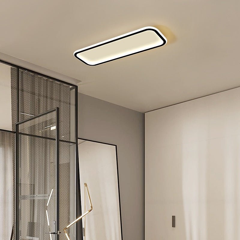 Modern Rectangular Flush Mount Ceiling Light - Black Aluminum