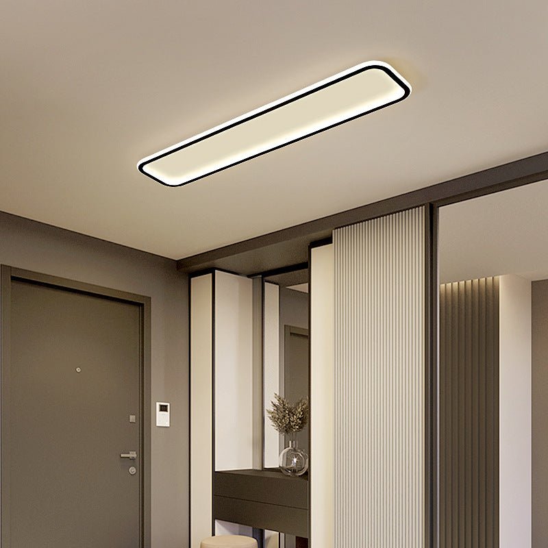 Modern Rectangular Flush Mount Ceiling Light - Black Aluminum
