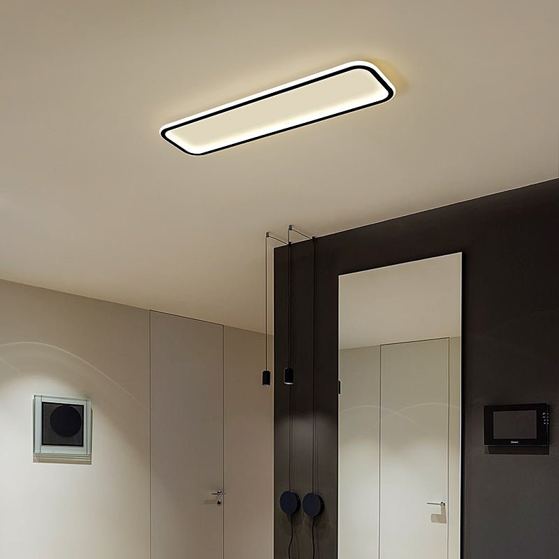 Modern Rectangular Flush Mount Ceiling Light - Black Aluminum