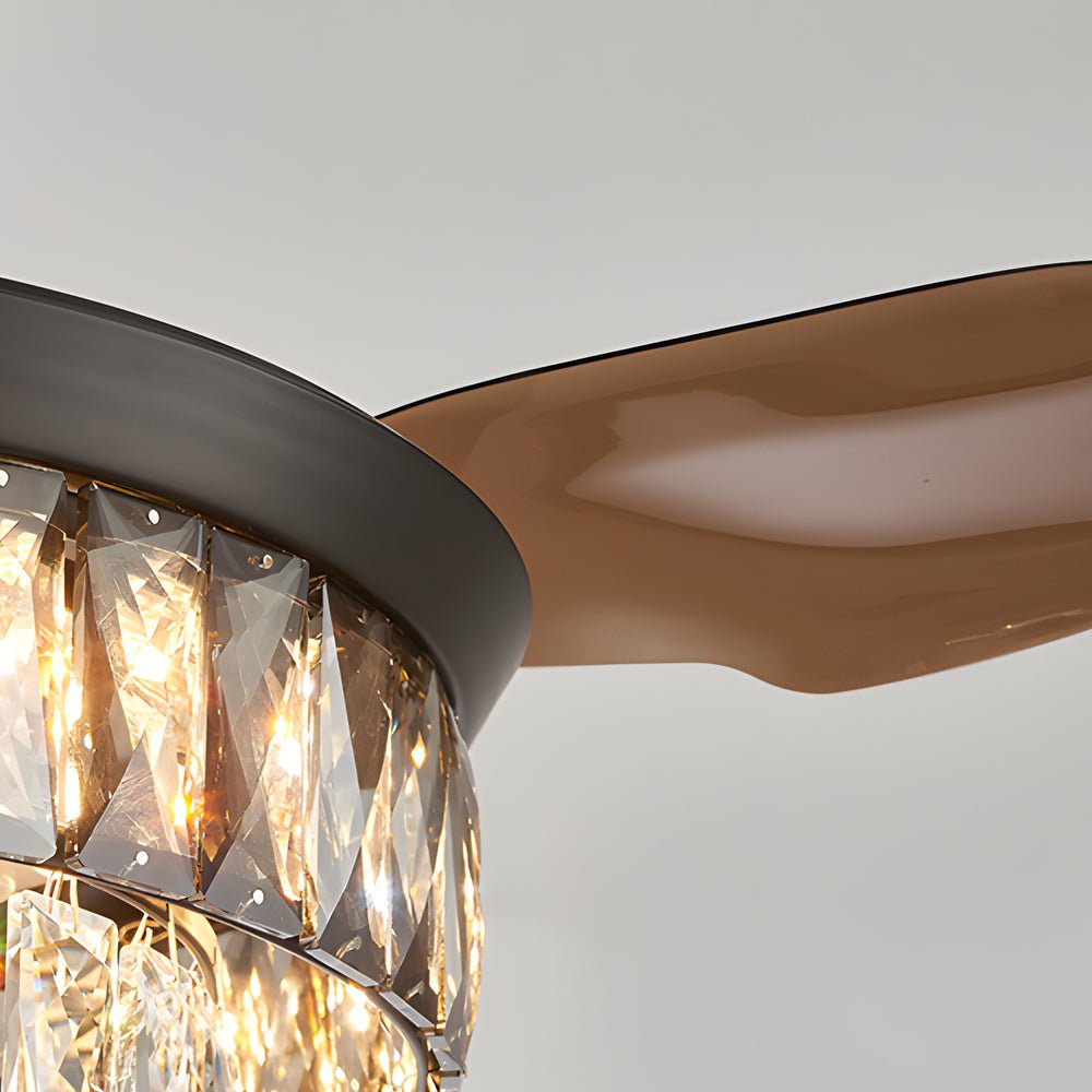 Crystal Retractable Ceiling Fan with LED Light - Modern Black