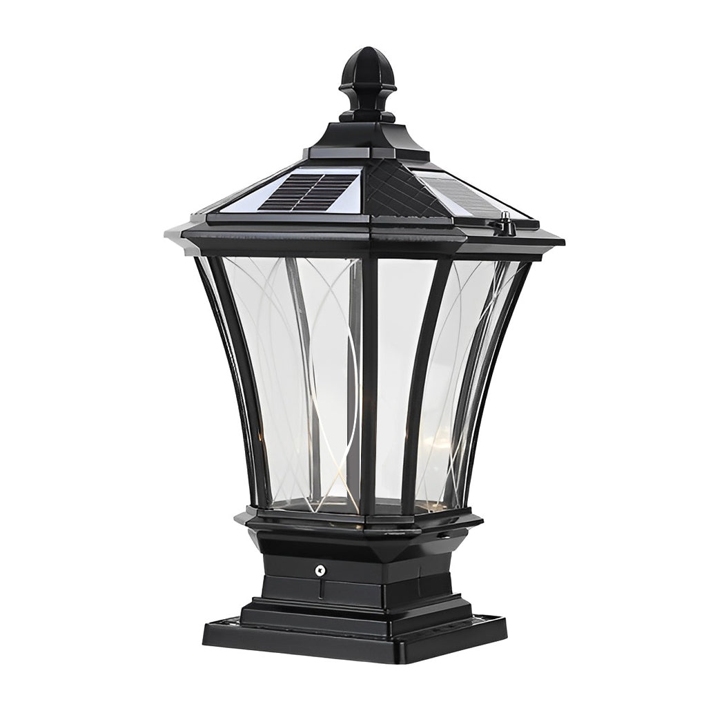 Modern Solar & Hardwired Outdoor Post Light - Aluminum & Glass