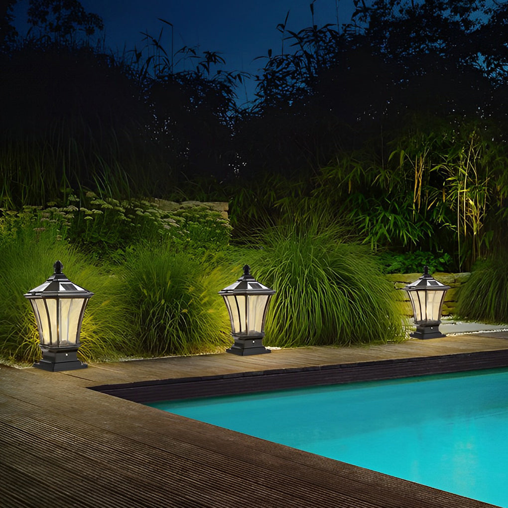Modern Solar & Hardwired Outdoor Post Light - Aluminum & Glass