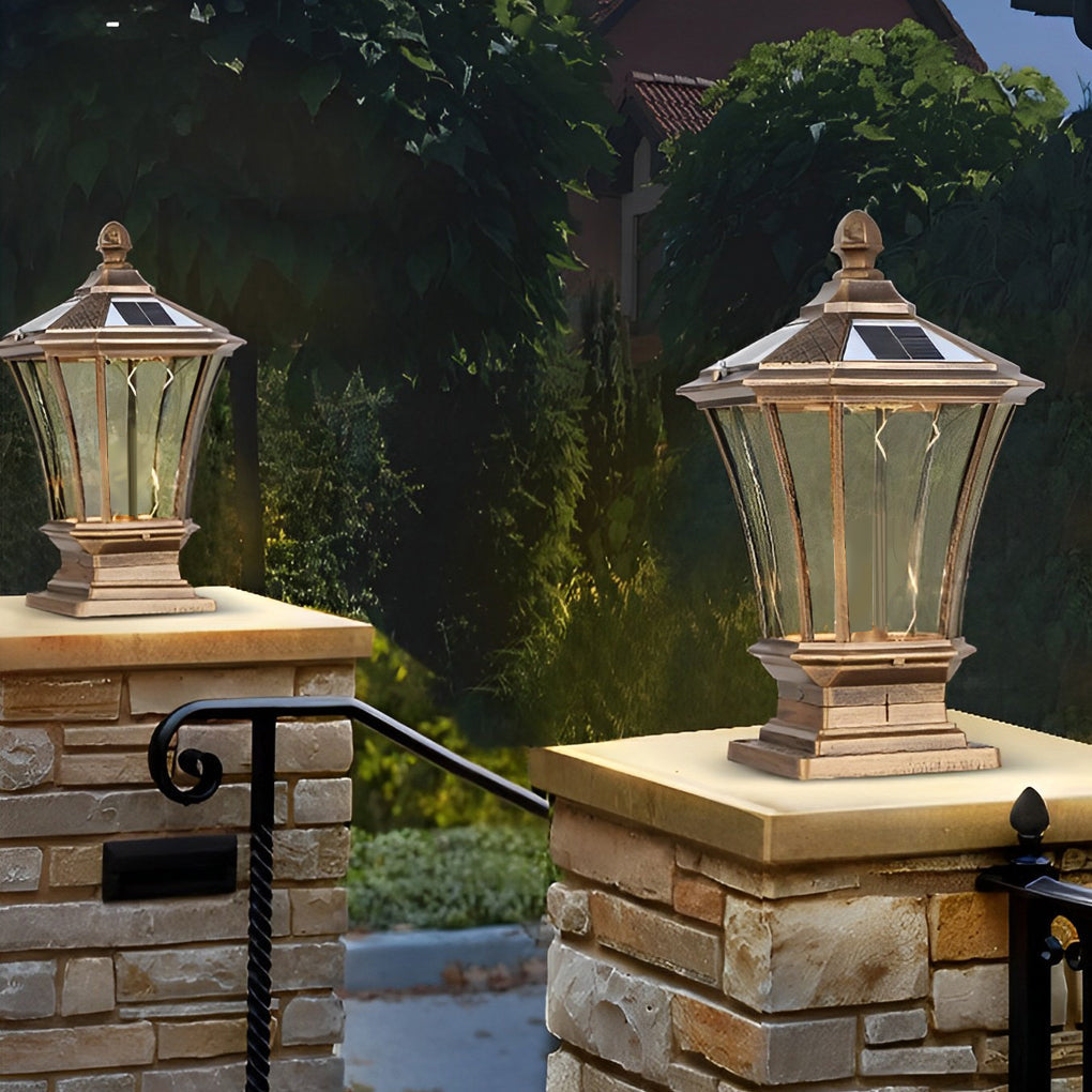Modern Solar & Hardwired Outdoor Post Light - Aluminum & Glass