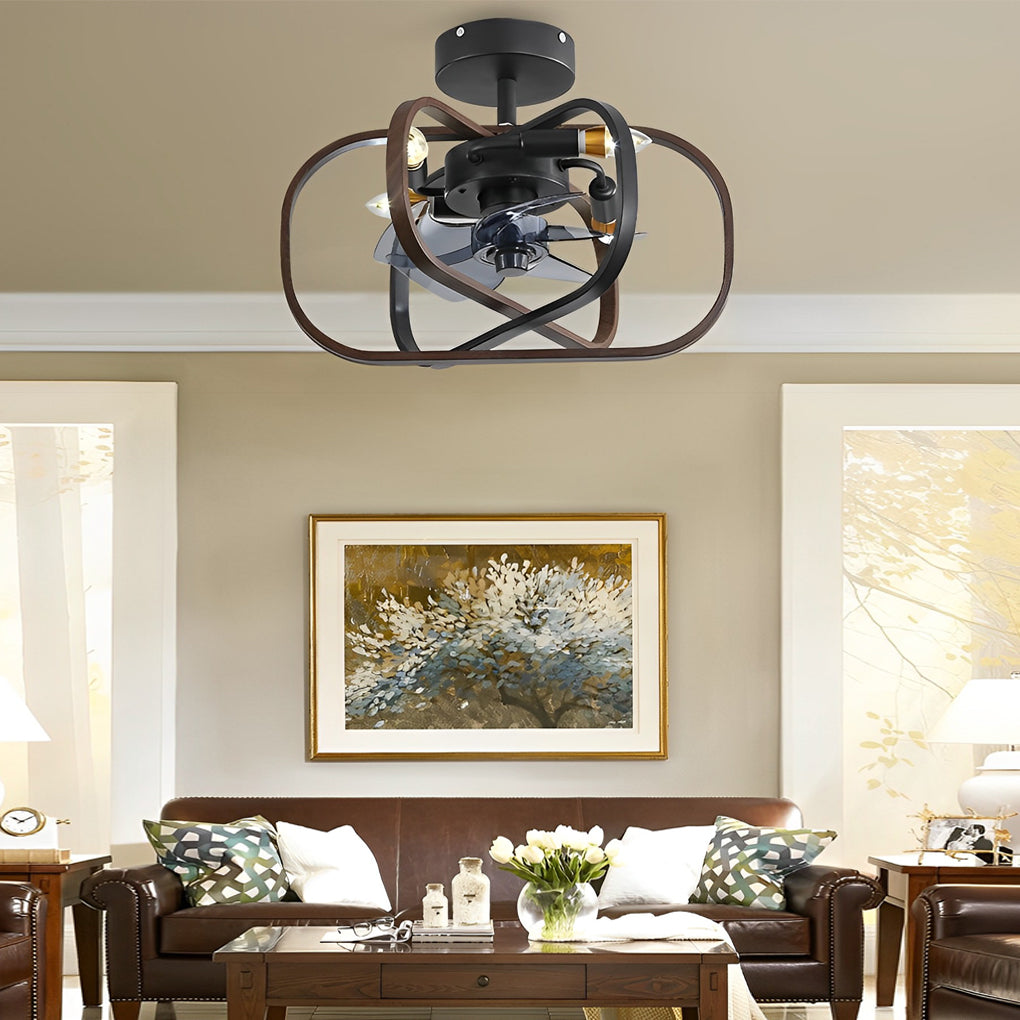 Retro Bladeless Ceiling Fan with Remote & Dimmable LED Light