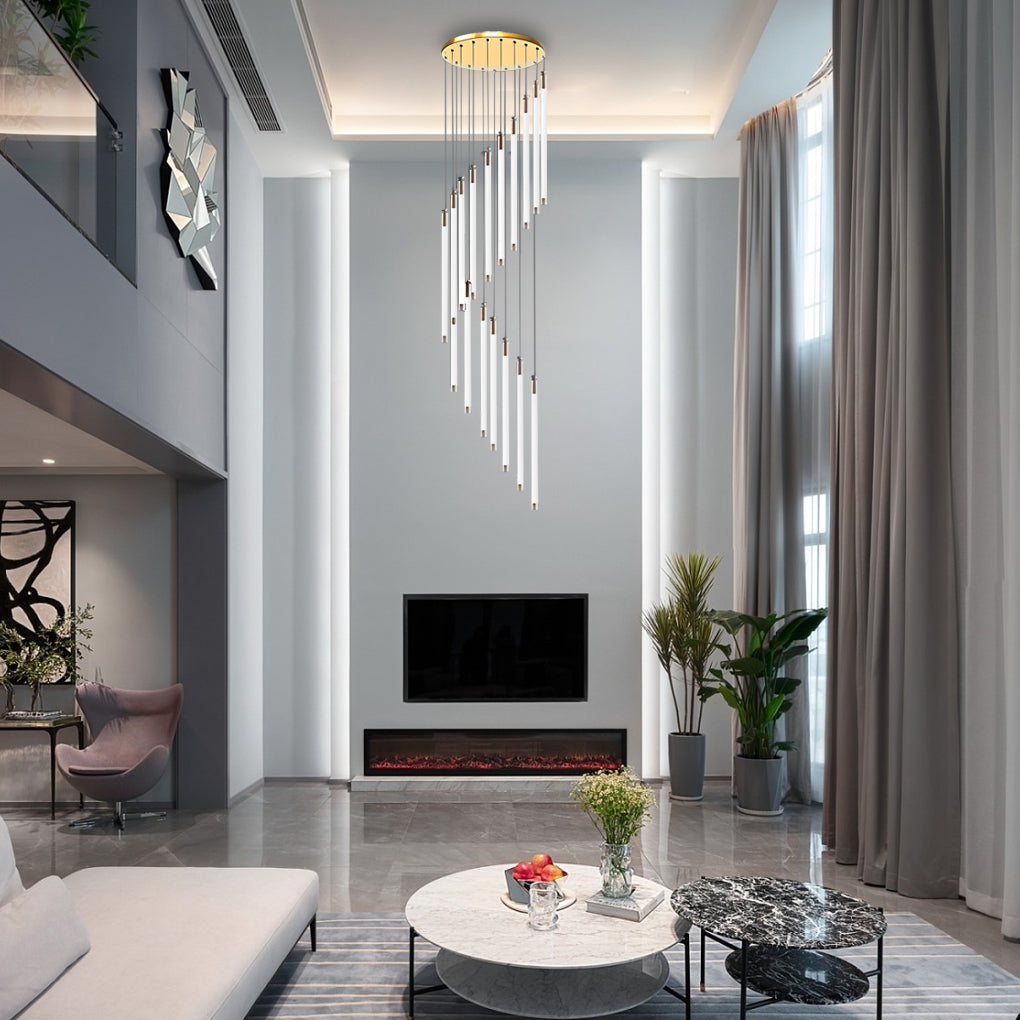 Spiral LED Staircase Chandelier Modern Long Tube Acrylic Light