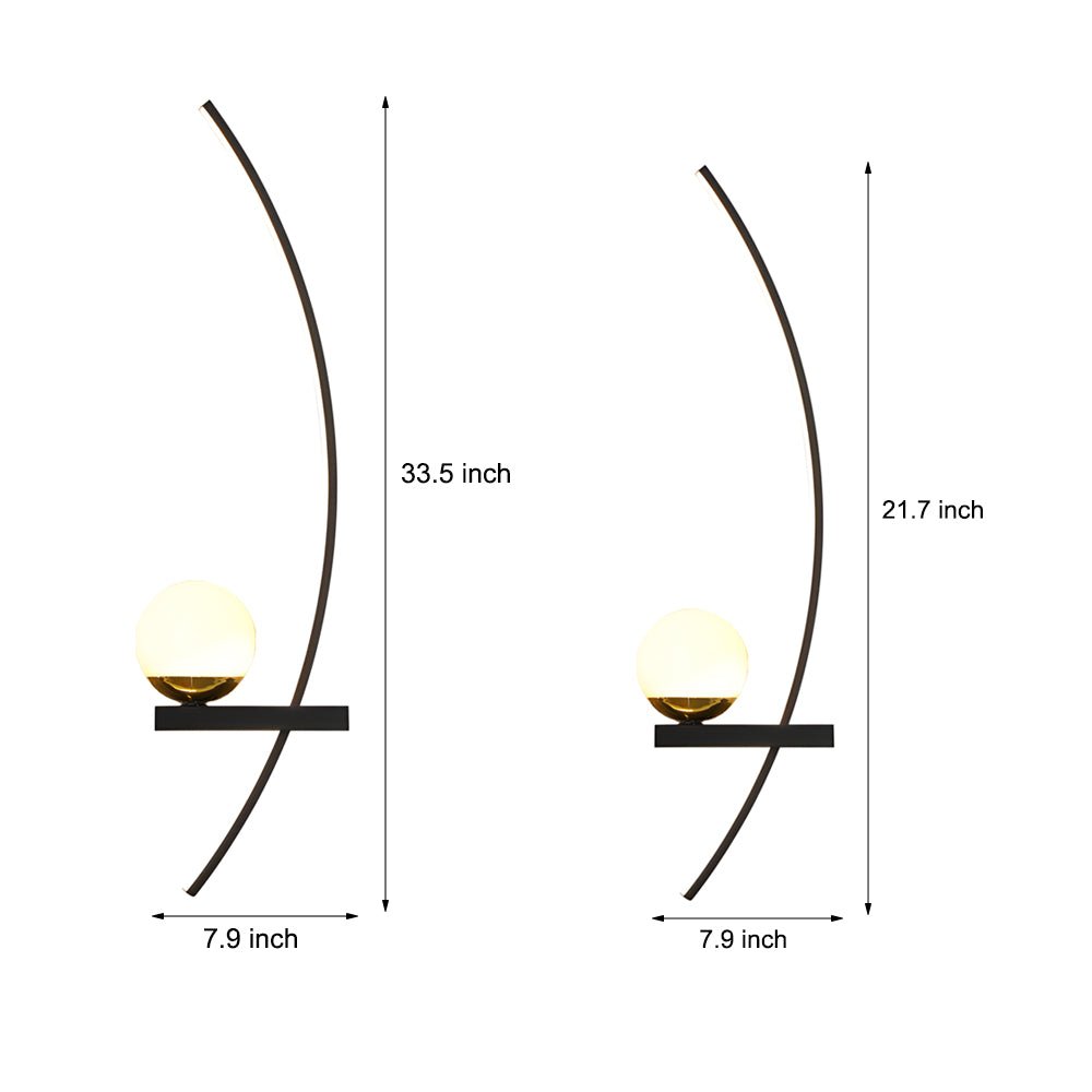 21'' Curved LED Wall Sconce - 3 Step Dimming Modern Wall Light