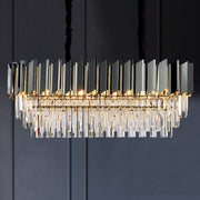 Black Crystal Oval Island Pendant Light - Modern Dining Room Fixture
